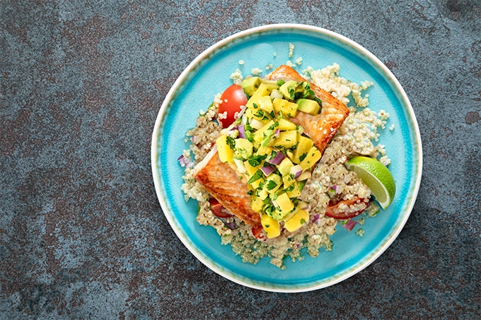 Salmon with Grilled Pineapple & Avocado Salsa